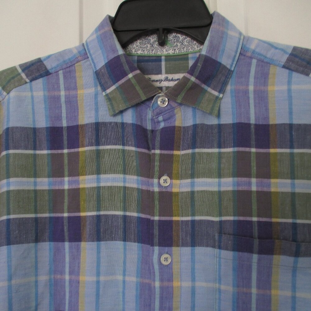 Tommy Bahama Mens L/S Multicolor Linen Hidden Button Down Casual Shirt - Medium